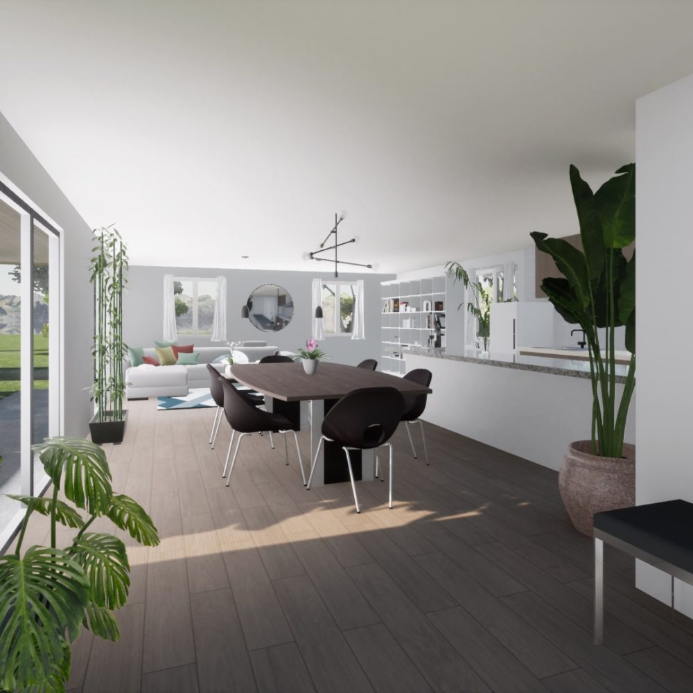 Interior Casa modular mediterránea 128M2